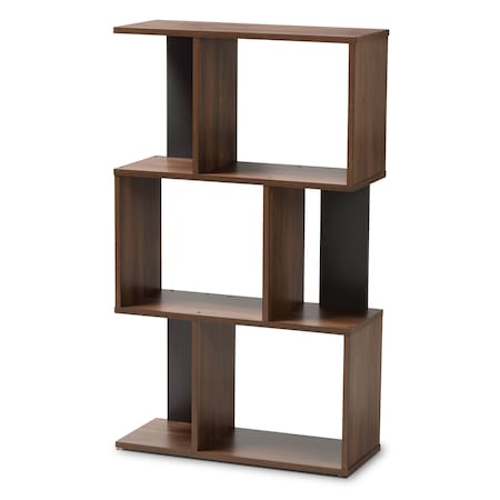Baxton Studio Legende Modern Brown and Dark Grey Finished Display Bookcase 148-8257